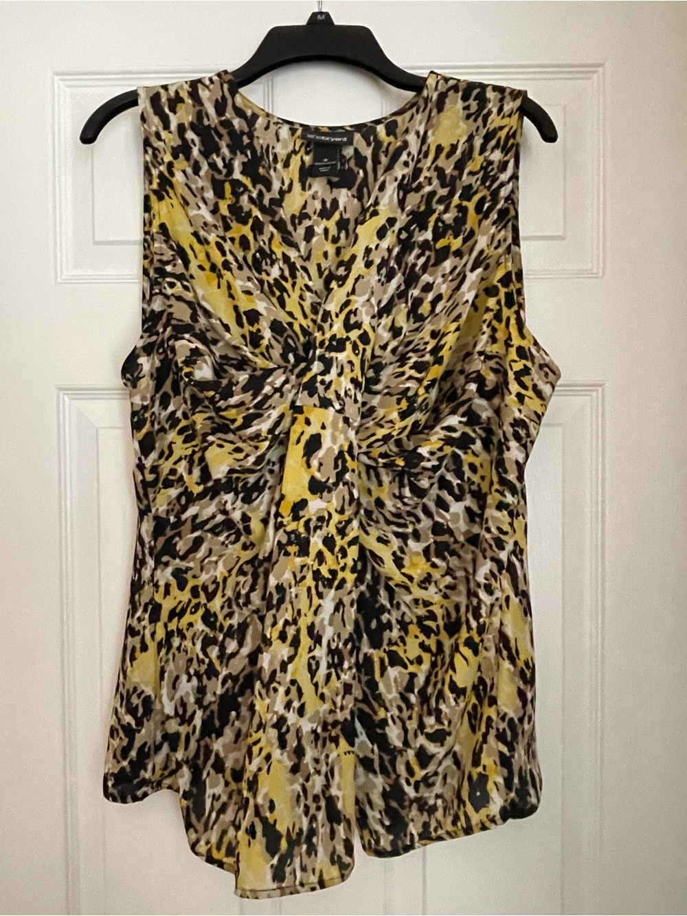Lane Bryant Yellow Leopard Print Twist-Front Sleeveless Top